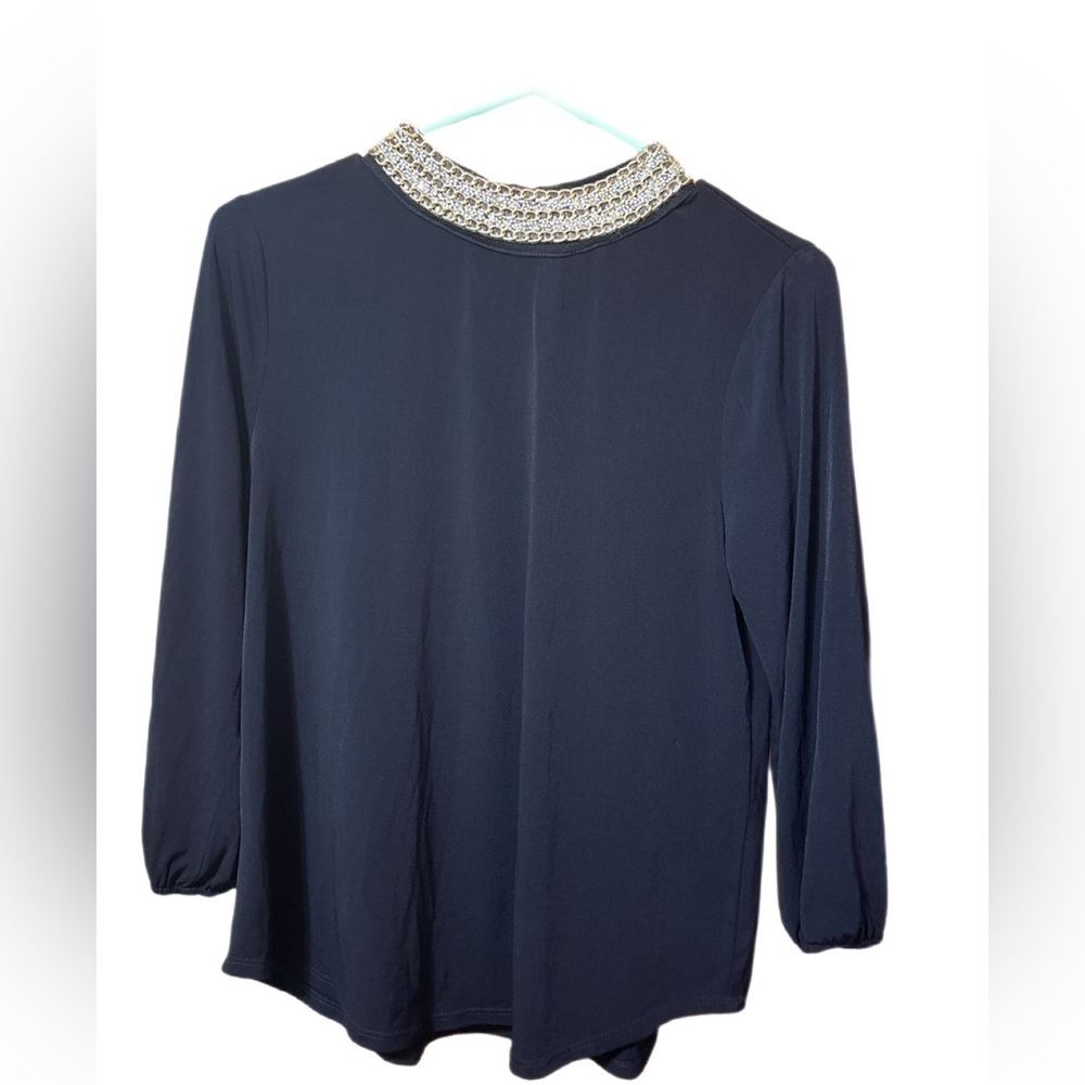 moa moa navy embellished neckline top (medium)
